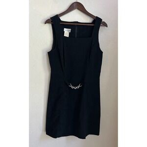 Vintage 90s  Wrapper Overall Mini Dress Pinafore 11 Black Goth Academia Grunge